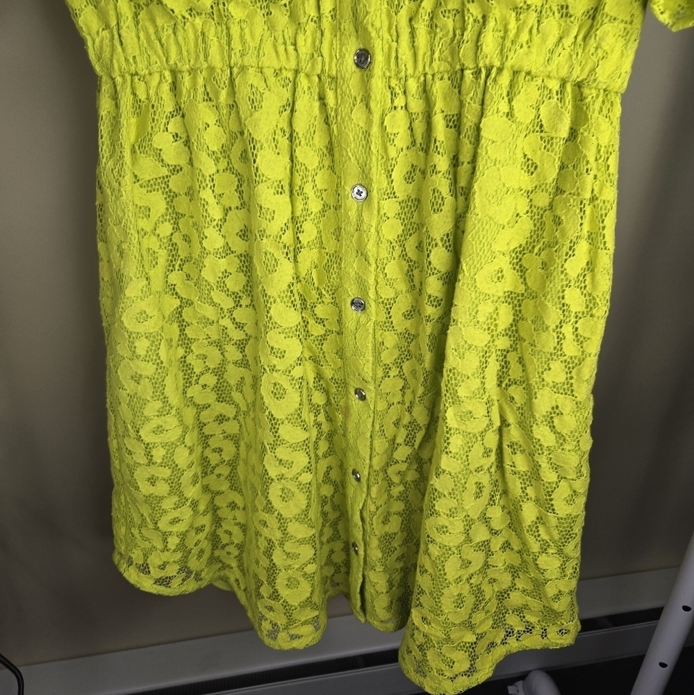 MICHAEL Michael Kors Women's Lace Shirt Dress (XS, Bright Limeade) - Picture 8 of 15